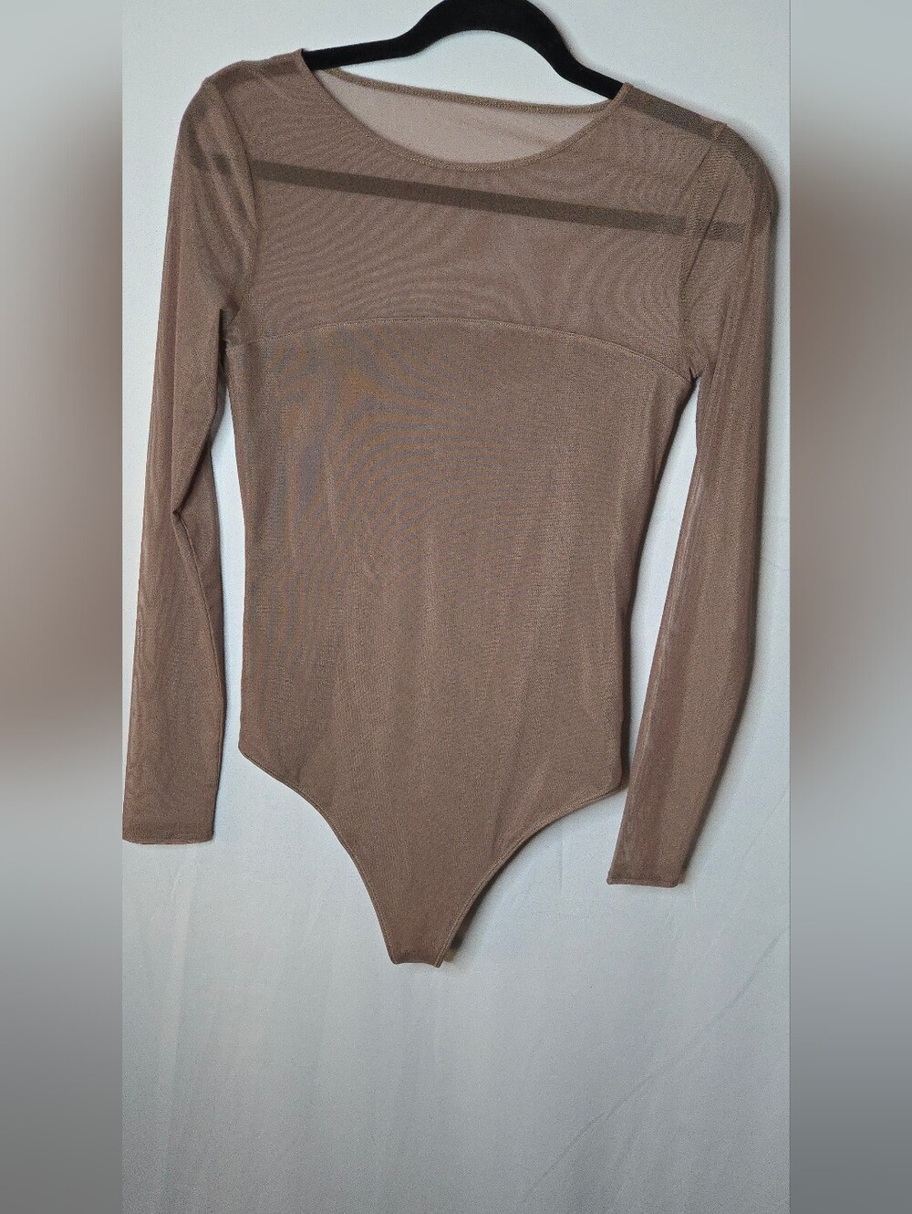 Abercrombie & Fitch Soft A&F Collection Nude Sheer Long Sleeve Bodysuit Medium